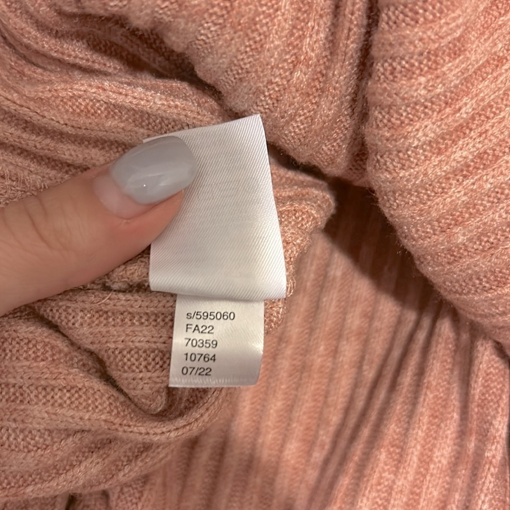 LOFT Pink Ribbed V Neck Button Front Cardigan - Picture 6 of 6